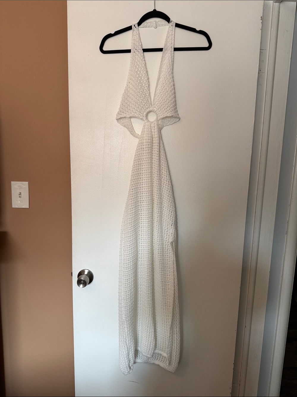 SHEIN White Crochet Halter Maxi Dress -